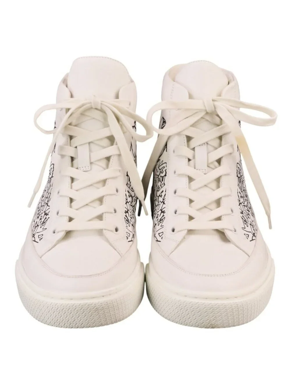 Hermes District Leather High Cut Sneakers White